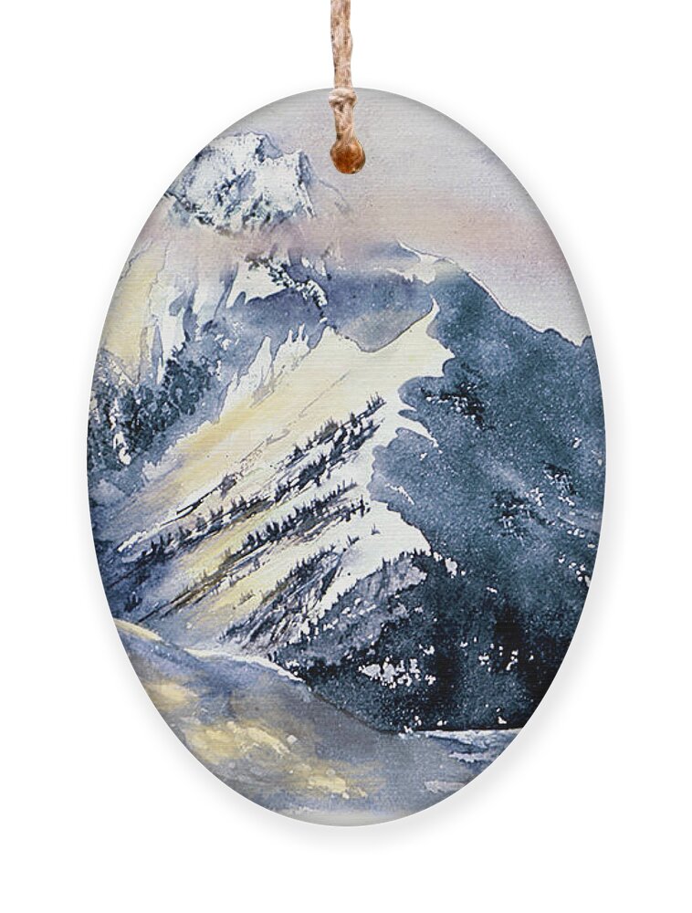 Aspen Ornament featuring the painting Mt. Daly Alpenglow by Jill Westbrook