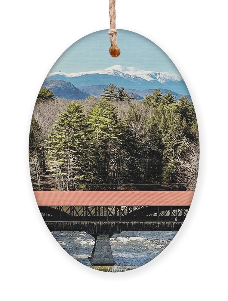  Ornament featuring the photograph Mt Washington over the Saco River Covered Bridge by John Gisis
