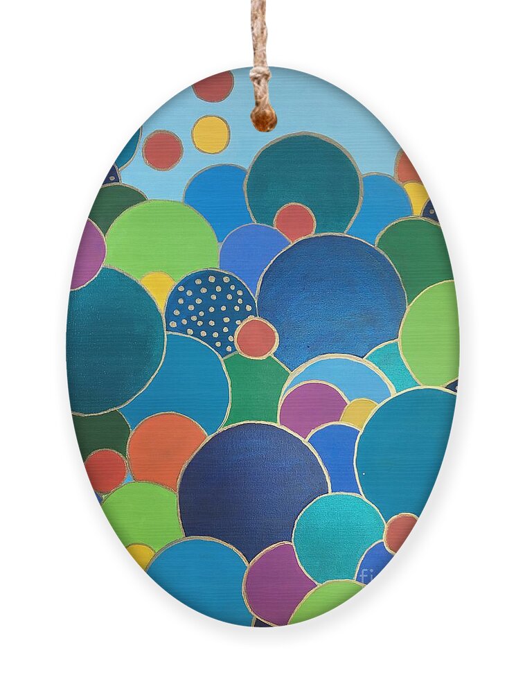Bubbles Ornament featuring the painting Multi-color Bubbles by Debora Sanders