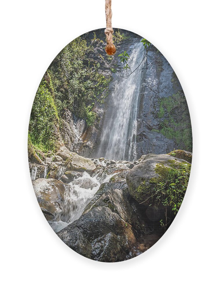 Andes Ornament featuring the photograph Mundug waterfall by Henri Leduc