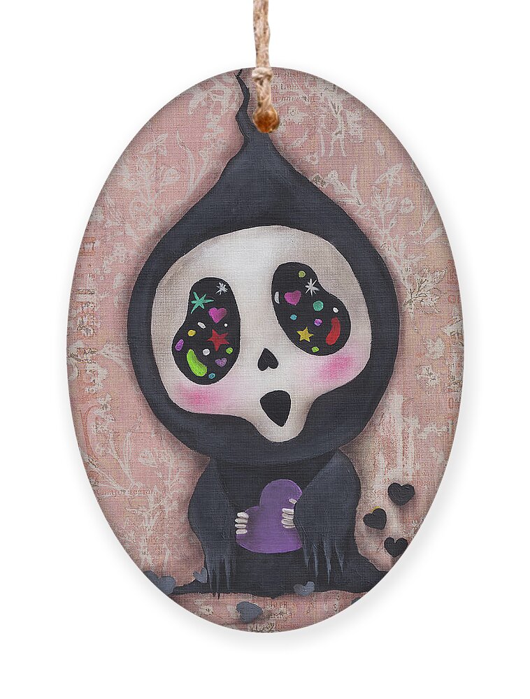 Ghost Face Ornament featuring the painting My heart is yours by Abril Andrade