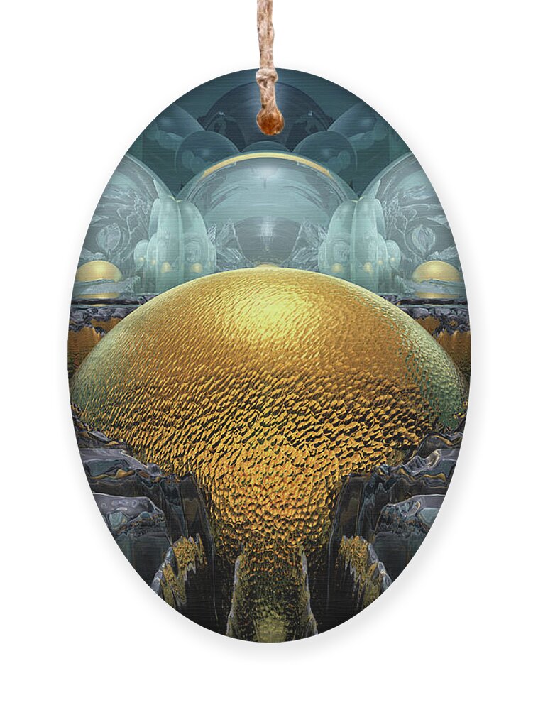 Sci Fi Ornament featuring the digital art Mysterious Golden Orb by Phil Perkins