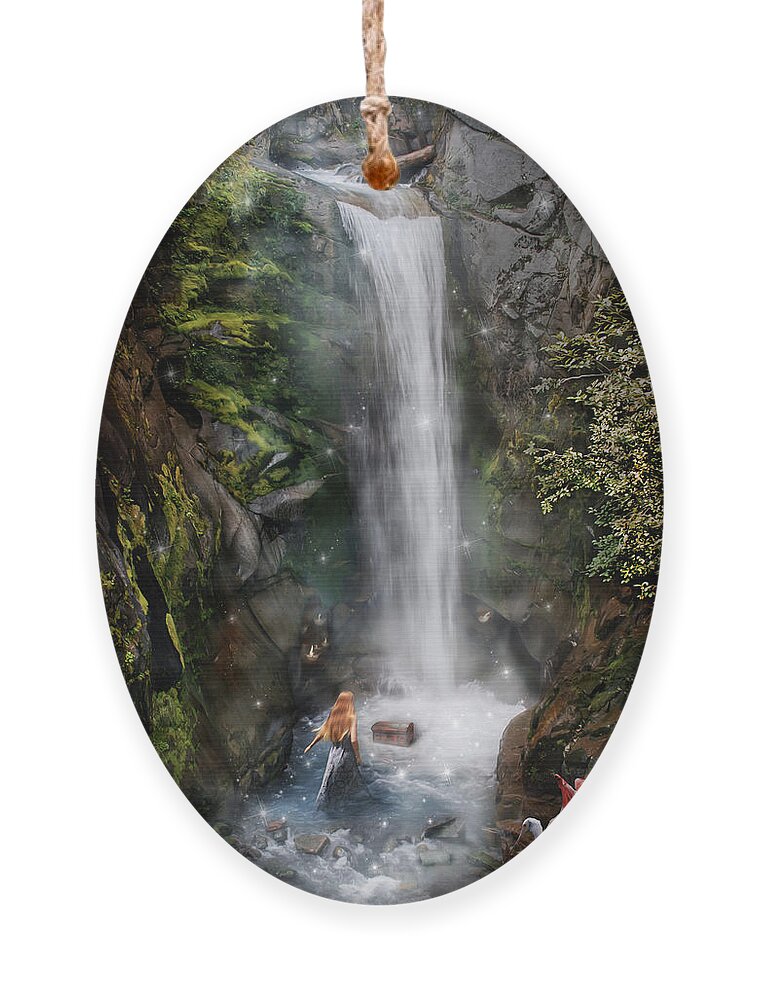 Waterfall Ornament featuring the photograph Mysterious Waterfall by Shara Abel