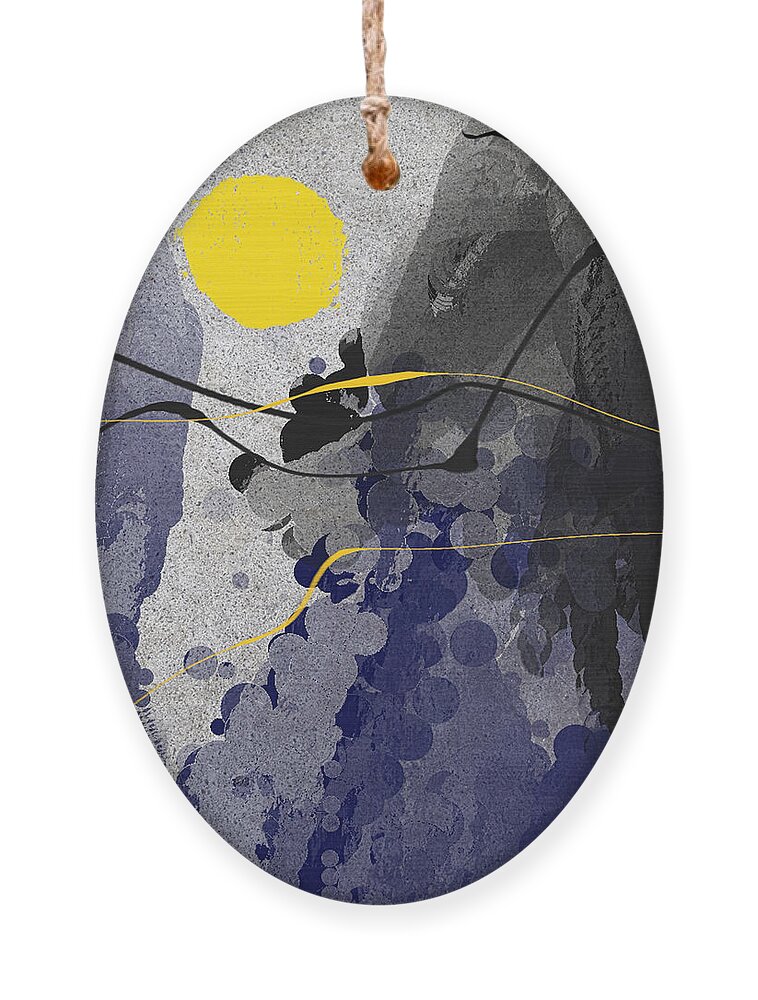 Indigo Art Ornament featuring the painting Mystery of Creation - Indigo and Black Art by Lourry Legarde