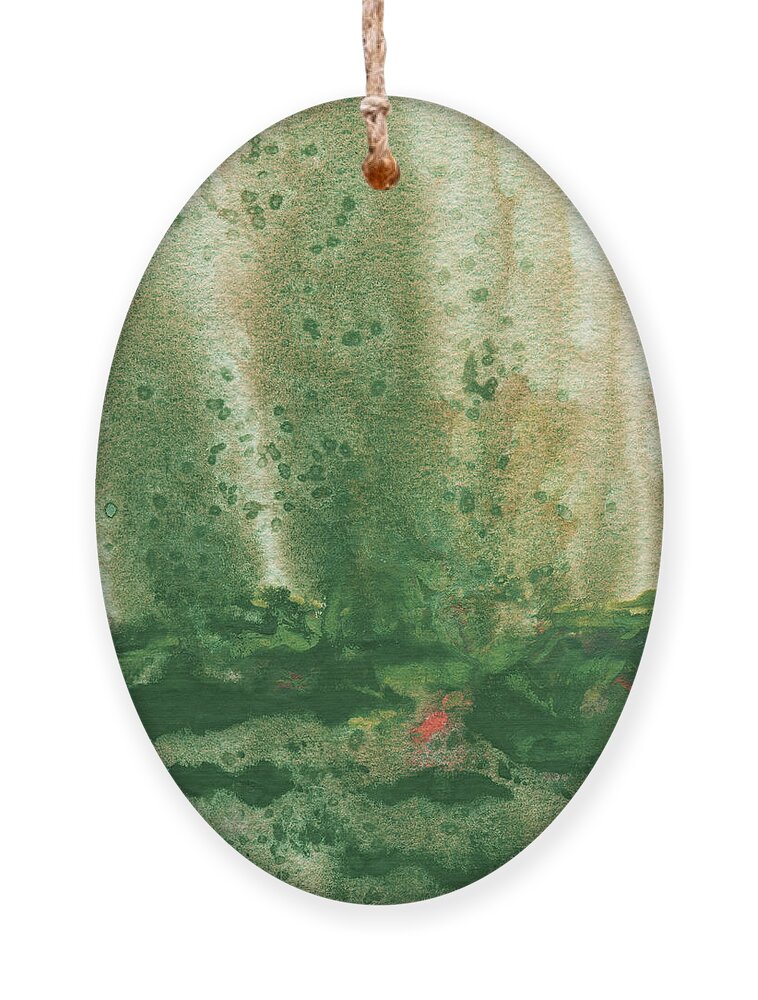 Mist Ornament featuring the painting Mystic Landscape Abstract Green Watercolor by Irina Sztukowski