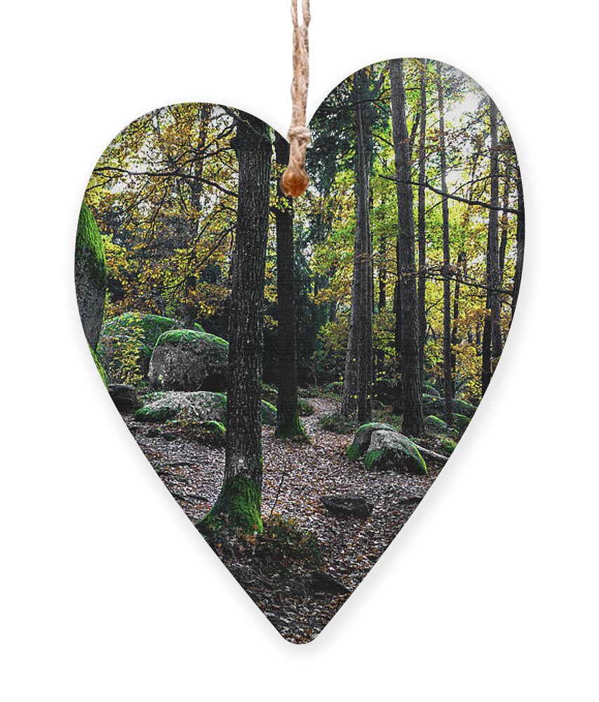 Abandoned Ornament featuring the photograph Mystic Landscape Of Nature Park Blockheide With Granite Rock Formations In Waldviertel In Austria by Andreas Berthold