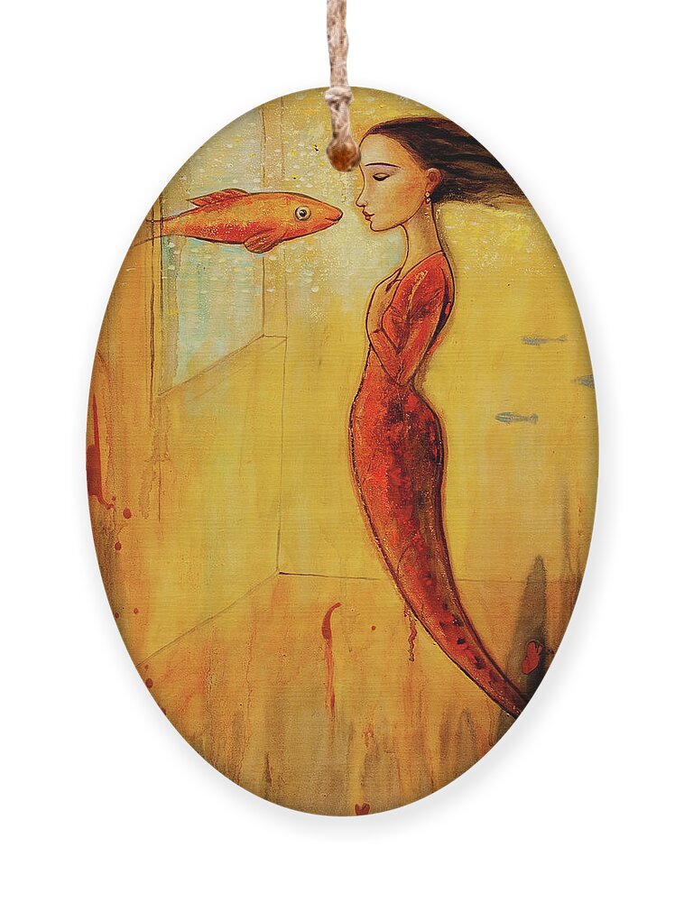 Mermaid Ornament featuring the painting Mystic Mermaid by Shijun Munns