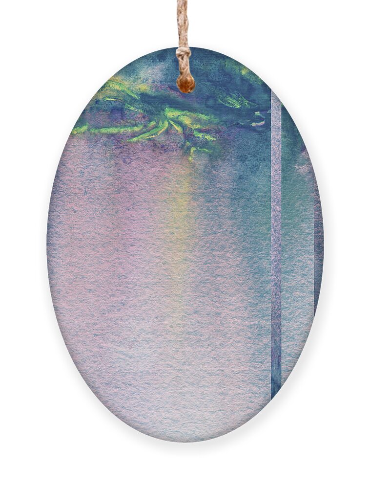 Mist Ornament featuring the painting Mystic Rain Abstract Modern Decor Watercolor IX by Irina Sztukowski