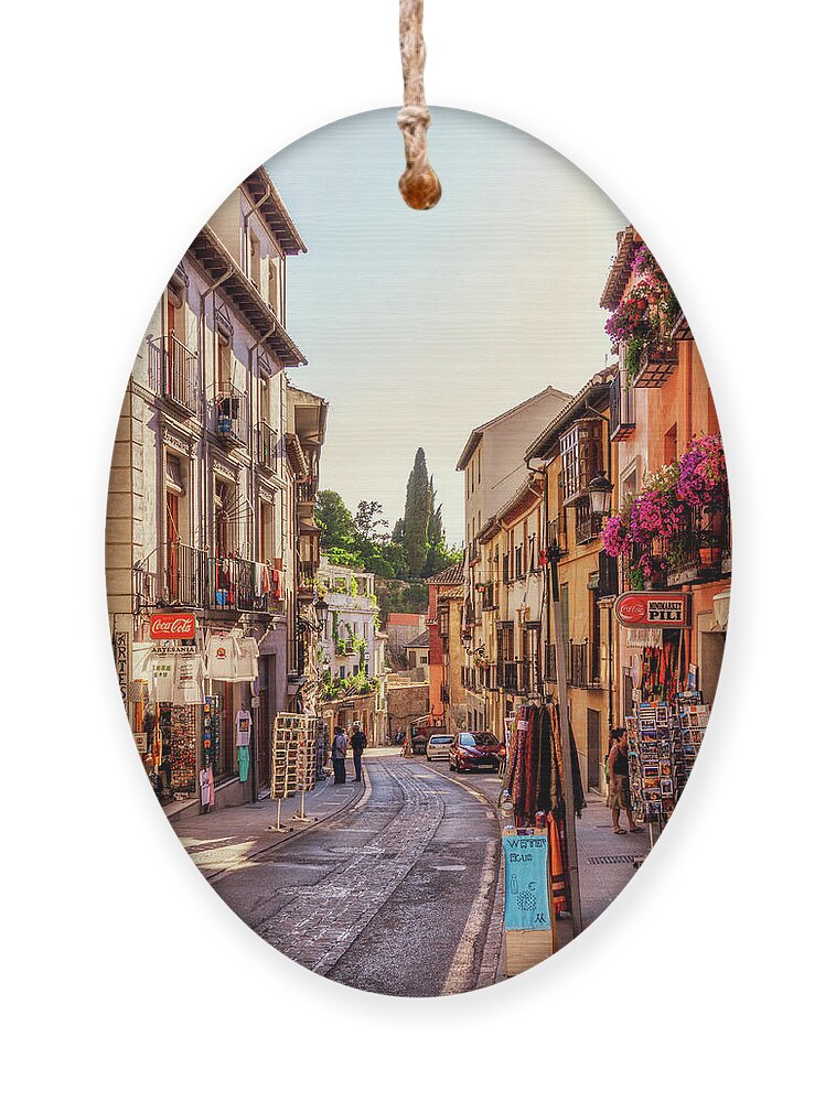 Granada Spain Ornament featuring the photograph Narrow street Granada, Spain by Tatiana Travelways