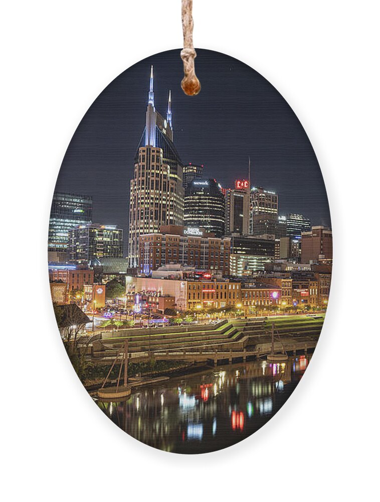 Nashville Ornament featuring the photograph Nashville At Night by Jordan Hill