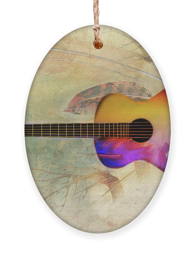 Guitar Ornament featuring the mixed media Native Strings II by Colleen Taylor