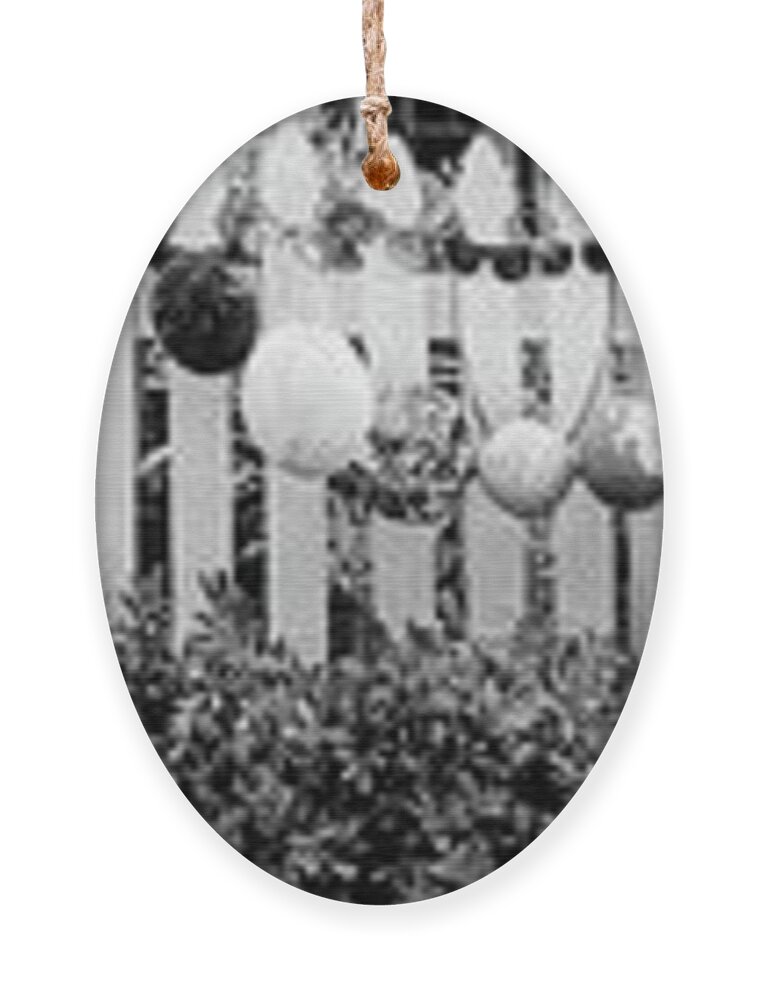 Black Ornament featuring the photograph Nautical Buoy Fence Black and White by Debra and Dave Vanderlaan