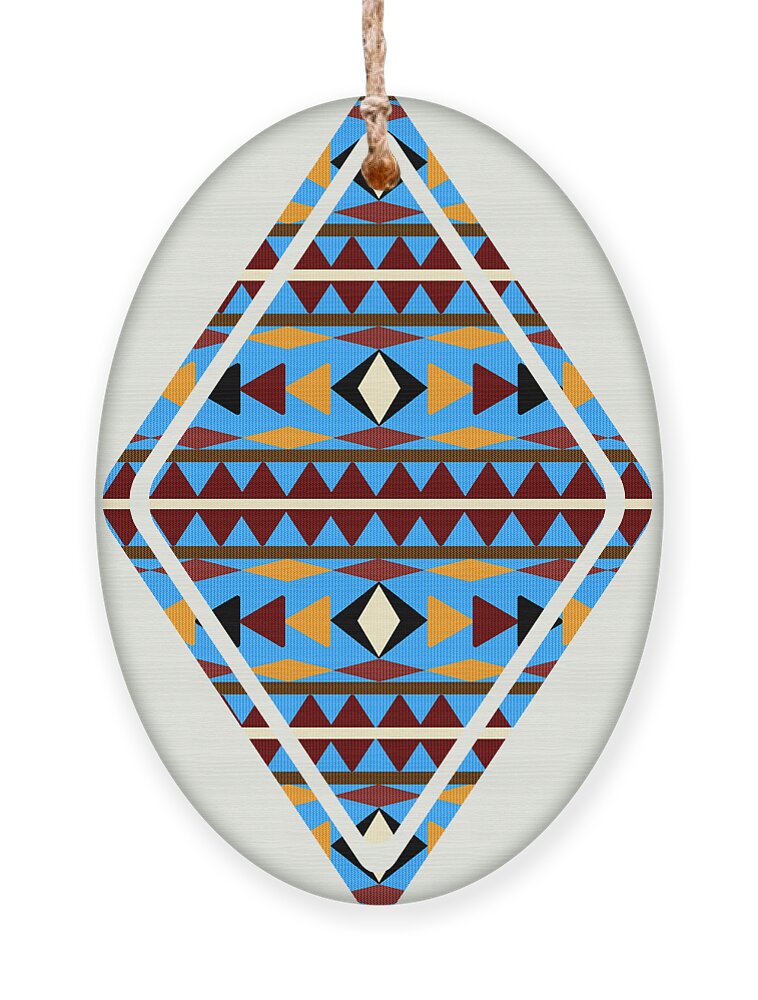 Navajo Ornament featuring the mixed media Navajo Blue Pattern Art by Christina Rollo