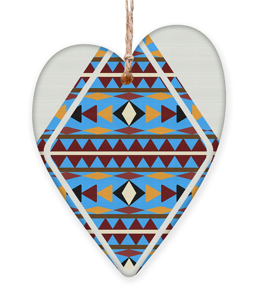 Navajo Ornament featuring the mixed media Navajo Blue Pattern Art by Christina Rollo