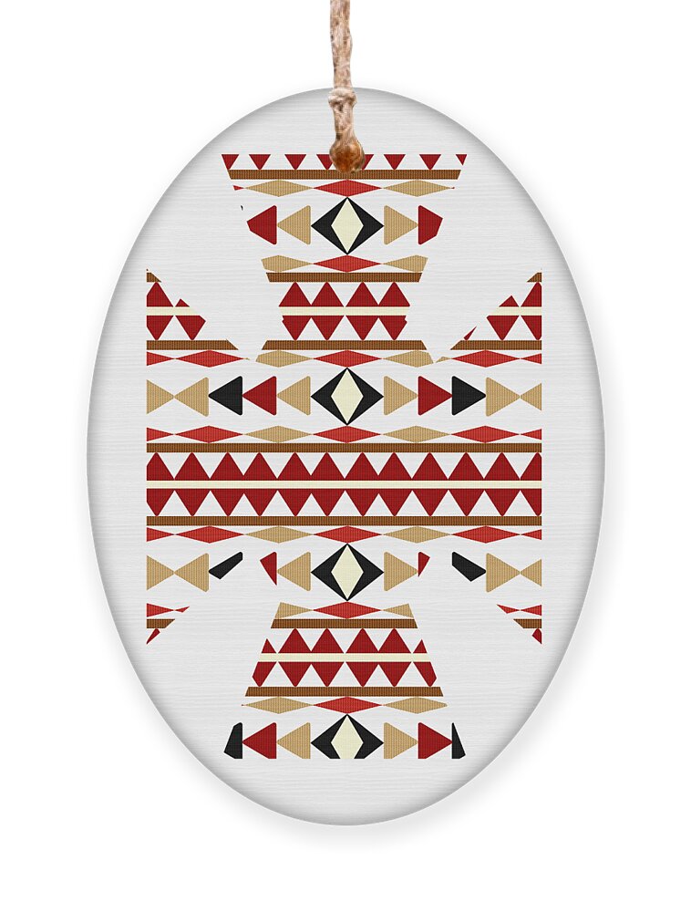 Navajo Pattern Ornament featuring the mixed media Navajo White Pattern by Christina Rollo