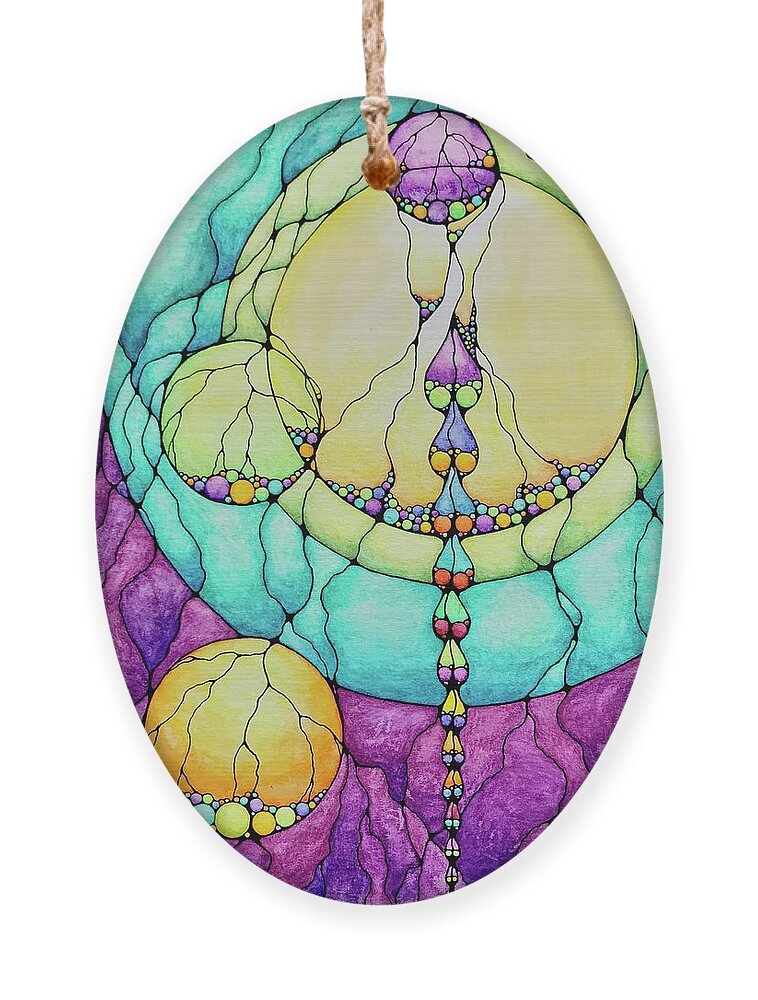 Kim Mcclinton Ornament featuring the drawing Neural Bubbles by Kim McClinton