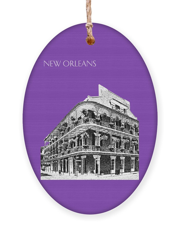 Architecture Ornament featuring the digital art New Orleans Skyline French Quarter - Silver by DB Artist