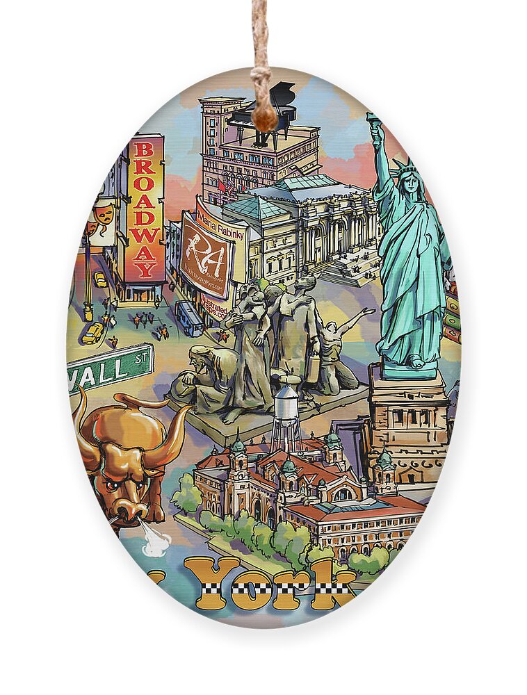 Manhattan Ornament featuring the digital art New York Theme 3 by Maria Rabinky