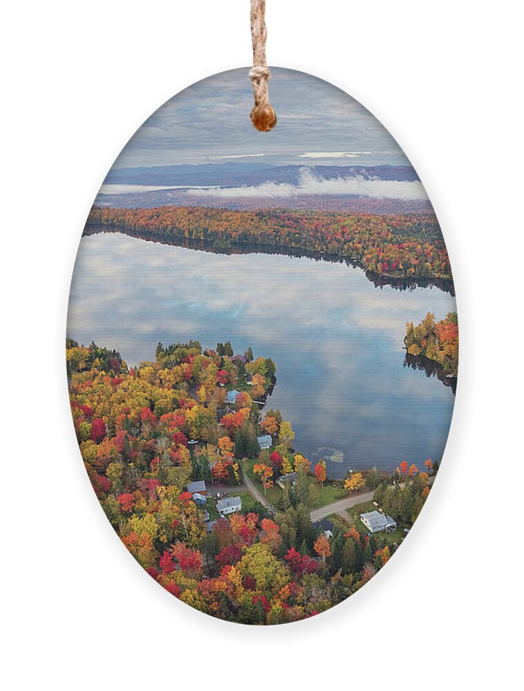  Ornament featuring the photograph Newark Pond Vermont Fall Reflection #3 by John Rowe