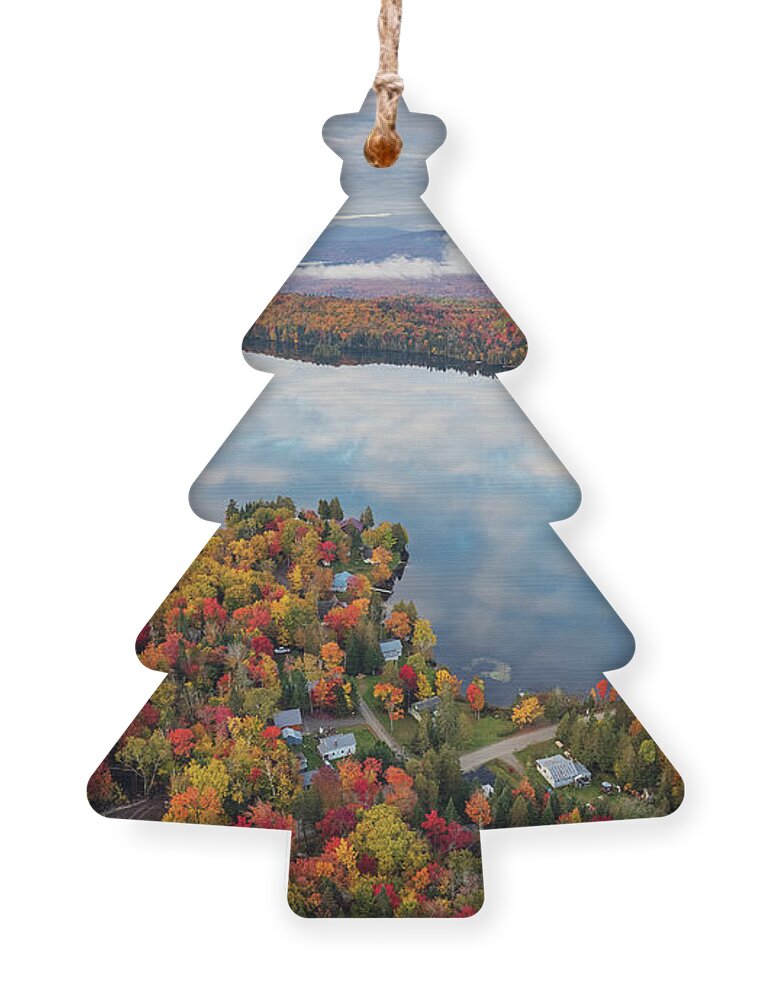  Ornament featuring the photograph Newark Pond Vermont Fall Reflection #3 by John Rowe