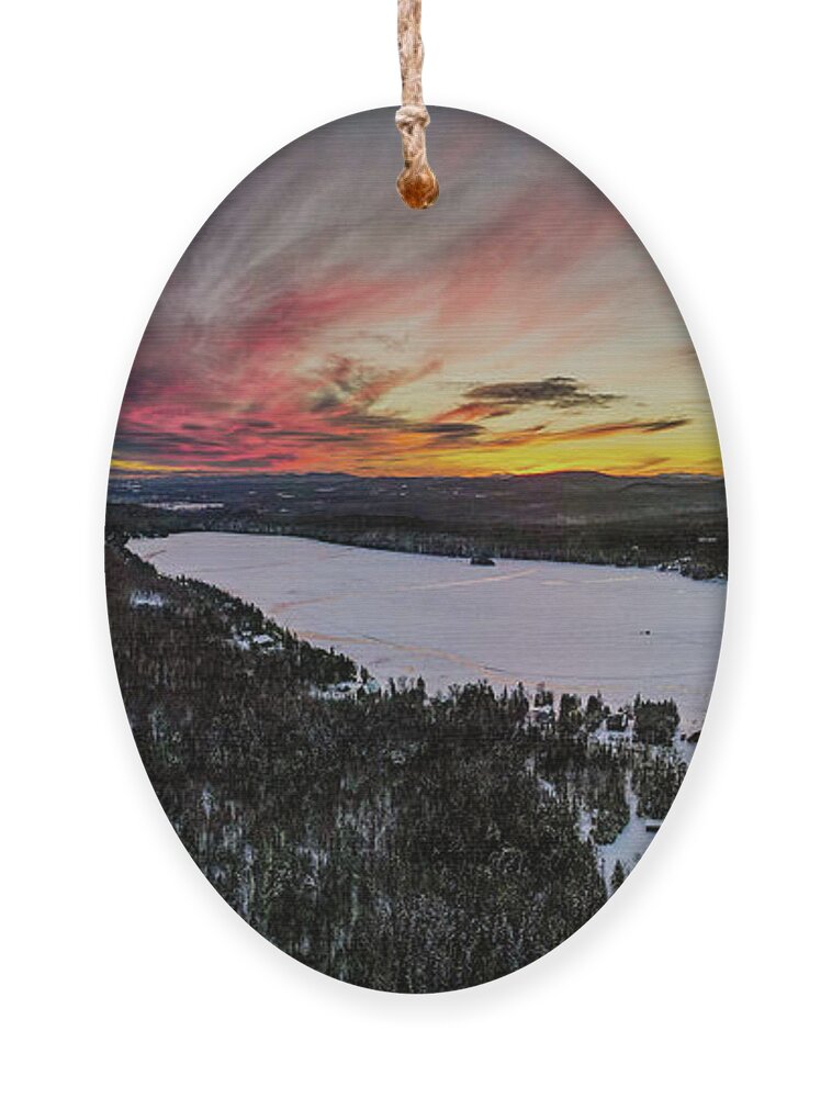2021 January Ornament featuring the photograph Newark Pond Vermont Sunset by John Rowe