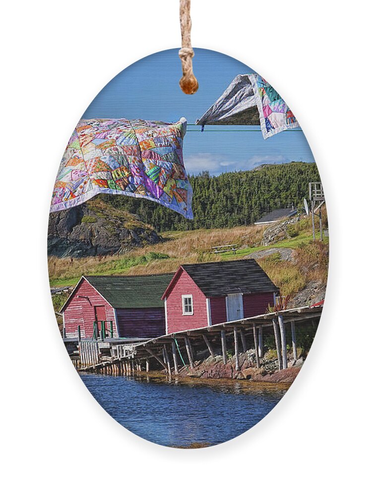 Quilts Ornament featuring the photograph Newfoundland quilts by Tatiana Travelways