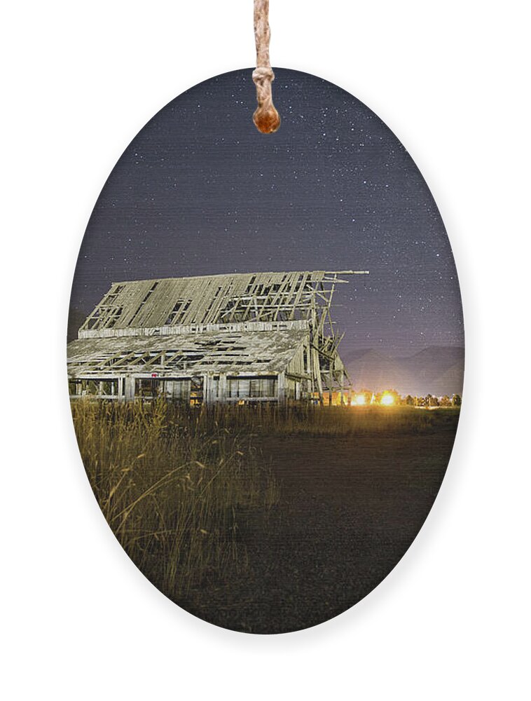 Barn Ornament featuring the photograph Night Barn by Wesley Aston