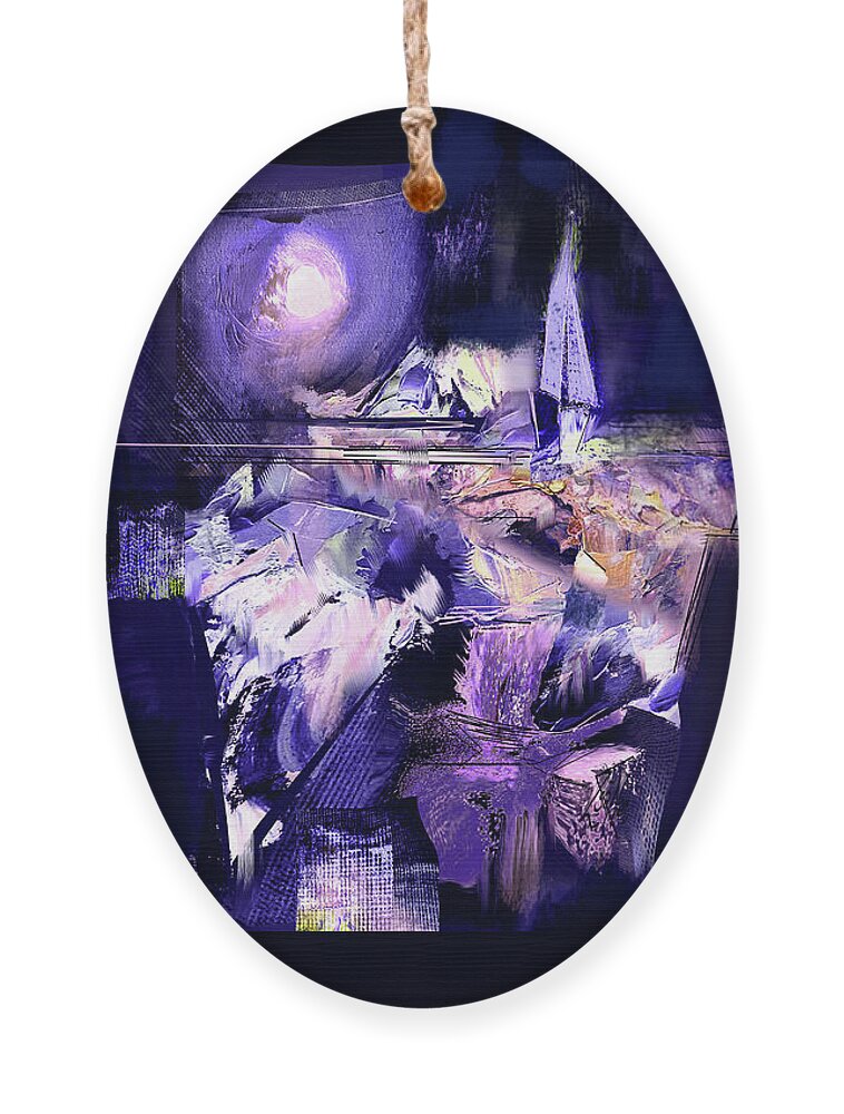 Sailing Ornament featuring the mixed media Night Sailing by Zsanan Studio
