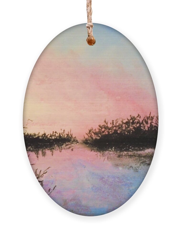 Chromatic Sunset Ornament featuring the painting Night Streams in Sunset Dreams by Jen Shearer