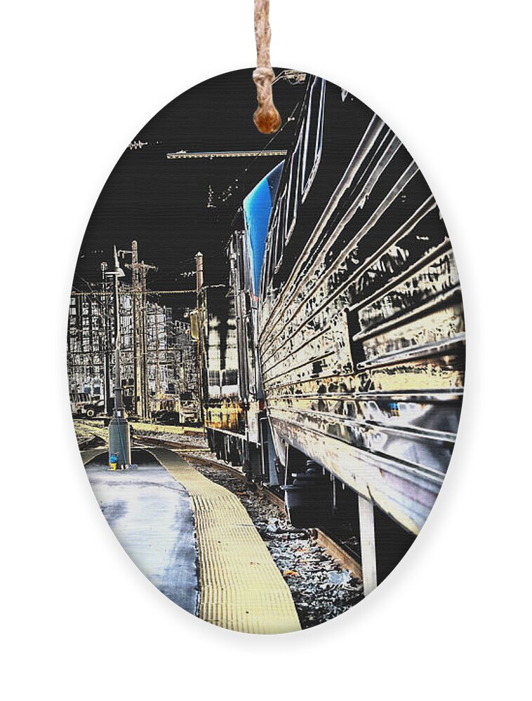 Impression Ornament featuring the photograph Night Trains - An Amtrak Impression by Steve Ember