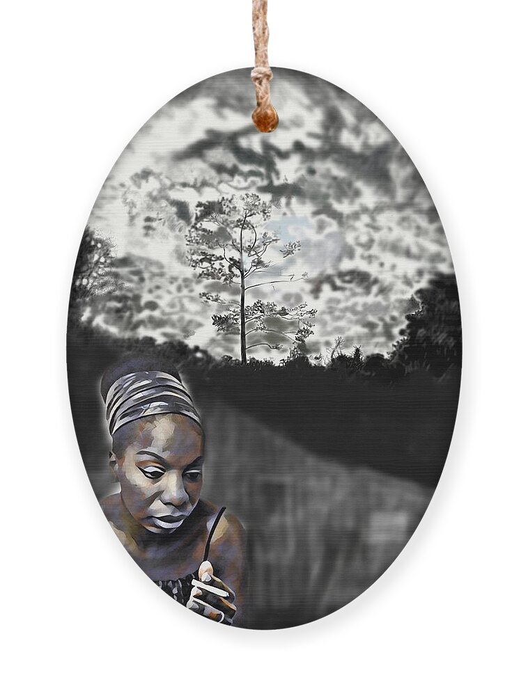 Nina Ornament featuring the digital art Nina by Moonlight by Joe Roache