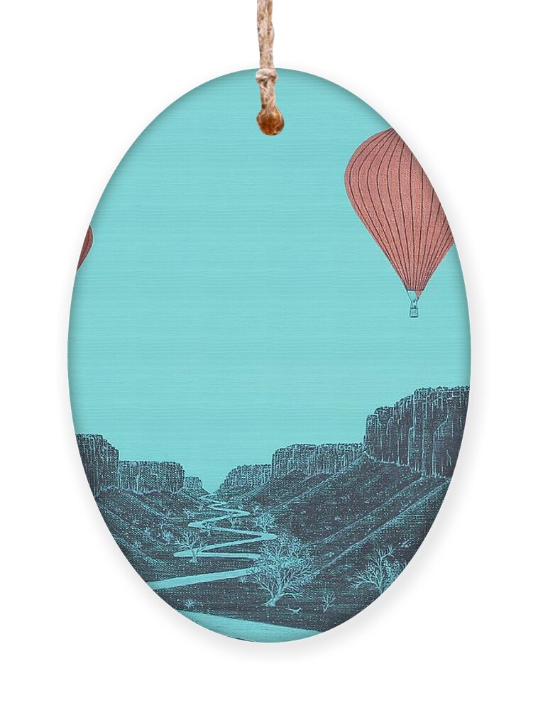 Hot Air Balloons Ornament featuring the painting NM Covid Blues by Doug Miller