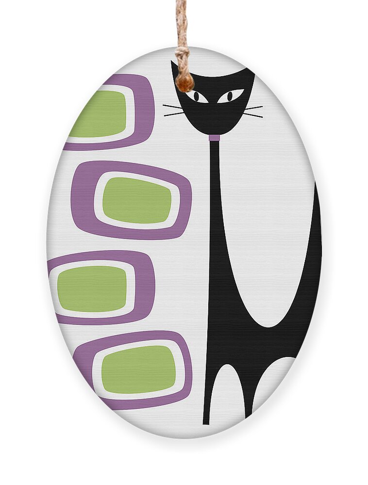 Atomic Ornament featuring the digital art No Background Atomic Cat Purple Green by Donna Mibus