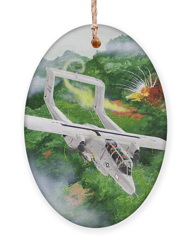 Aviation Ornament featuring the painting North American Rockwell OV-10 Bronco by Steve Ferguson