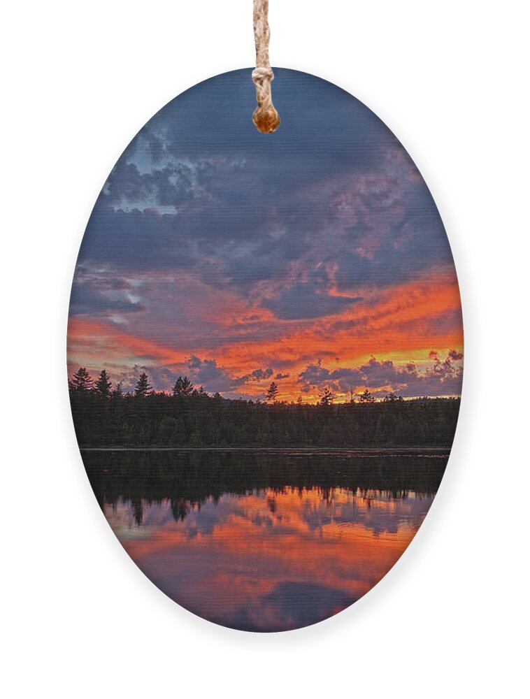 Sunset Ornament featuring the photograph North Country Sunset - Errol, New Hampshire by John Rowe