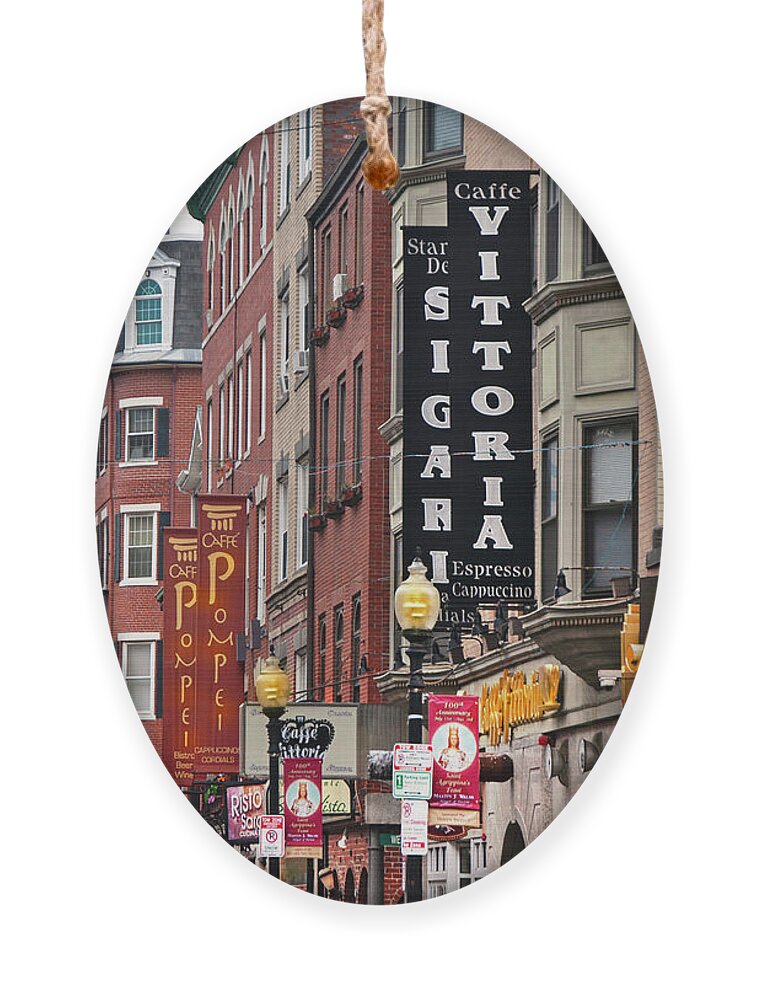 Mike's Pastry Ornament featuring the photograph North End Charm 11x14 by Joann Vitali