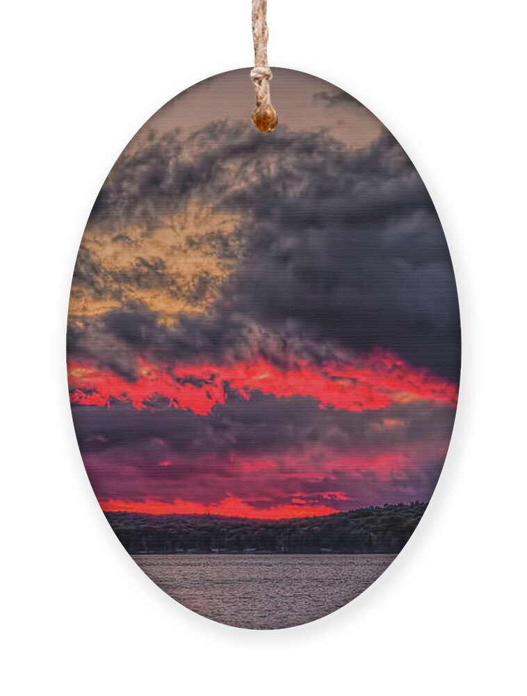 Upnorth Ornament featuring the photograph North Twin Lake Red Glow Sunset by Dale Kauzlaric