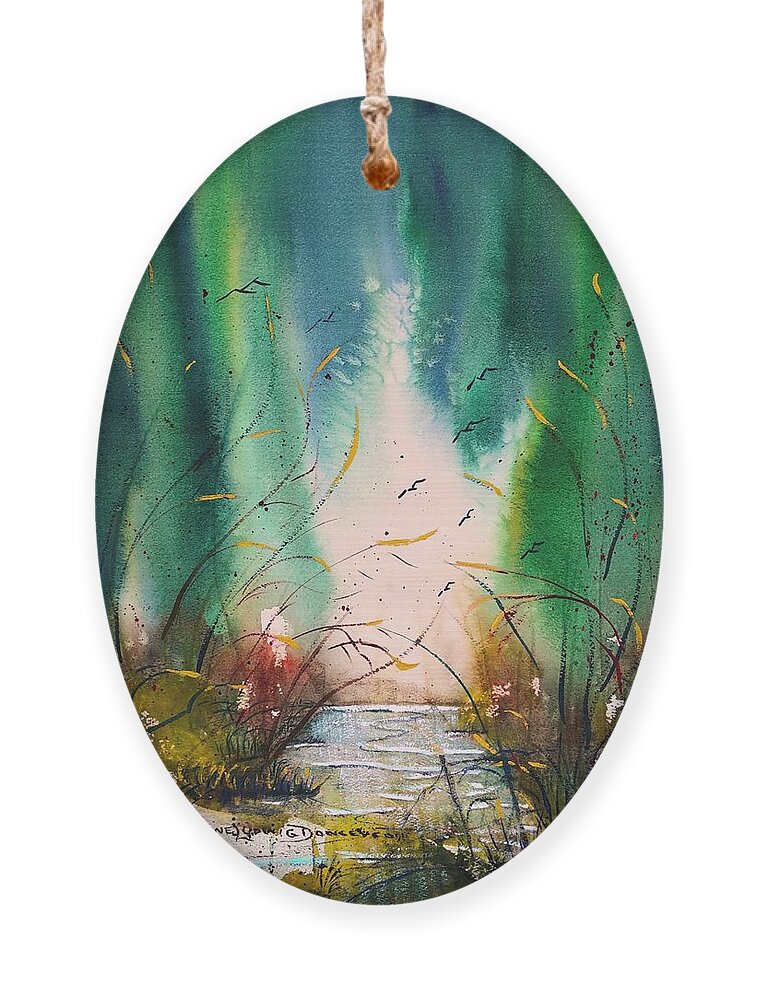 Northern Lights Ornament featuring the painting Twilight Seascape by Catherine Ludwig Donleycott