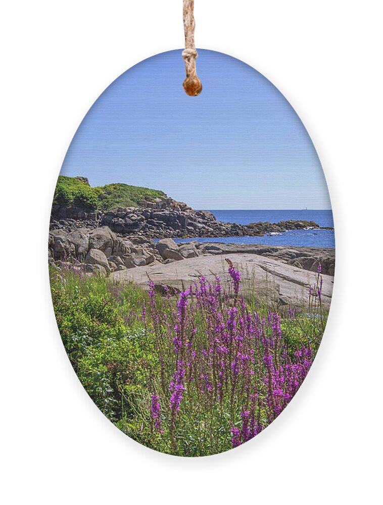 Maine Ornament featuring the photograph Nubble Light Flowers by White Mountain Images