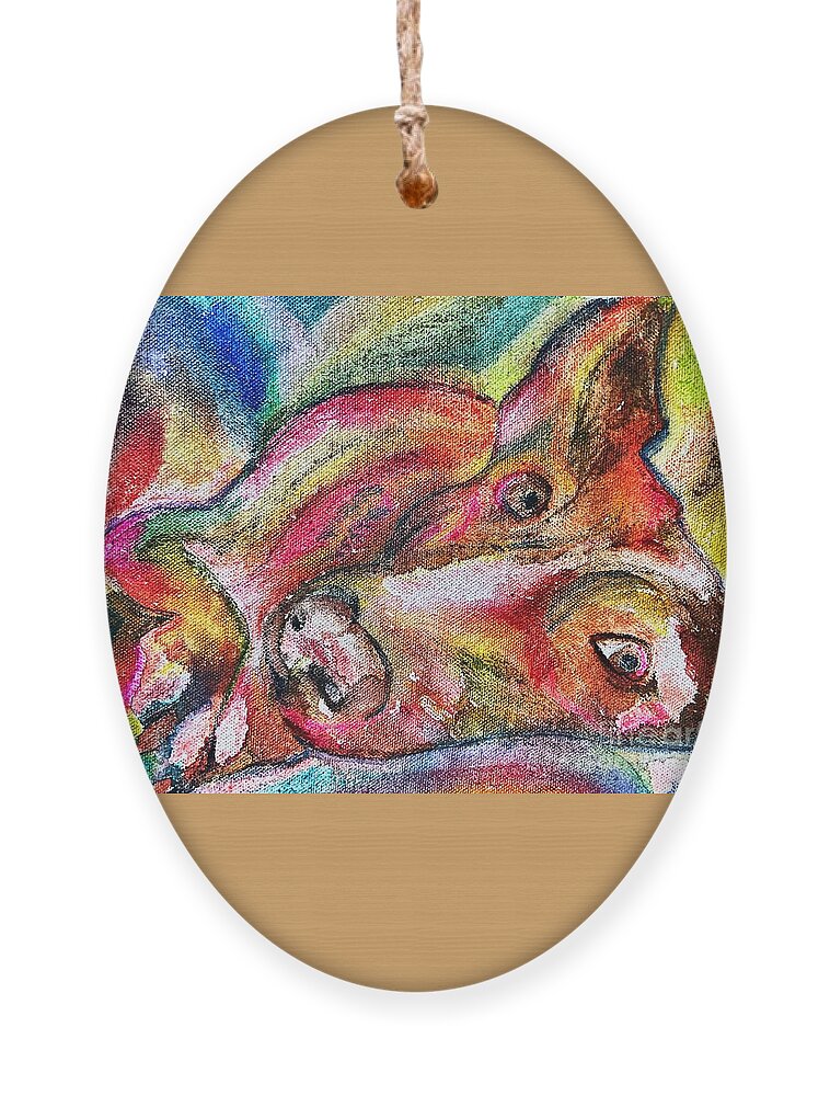 Kelpie Ornament featuring the painting Nugget by Kasha Ritter