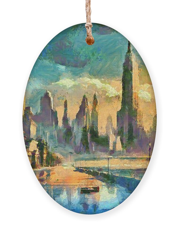 Nyc On My Mind Ornament featuring the digital art NYC on My Mind by Caito Junqueira