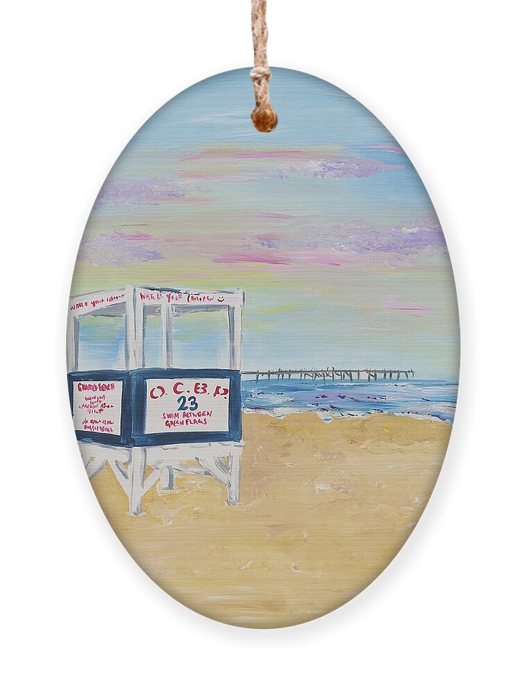 Ocean City Ornament featuring the painting Ocean City by Britt Miller