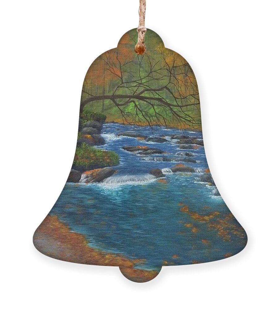 River Ornament featuring the painting Oconaluftee River by Marlene Little