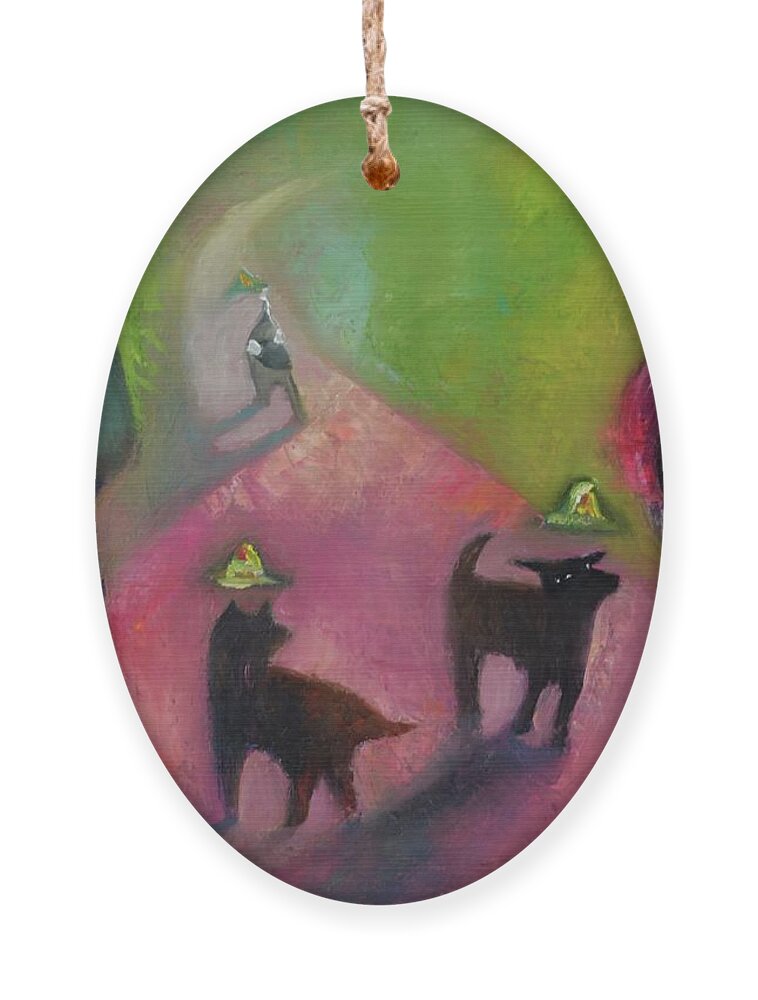 Pink Path Ornament featuring the painting Of hats and tails by Suzy Norris