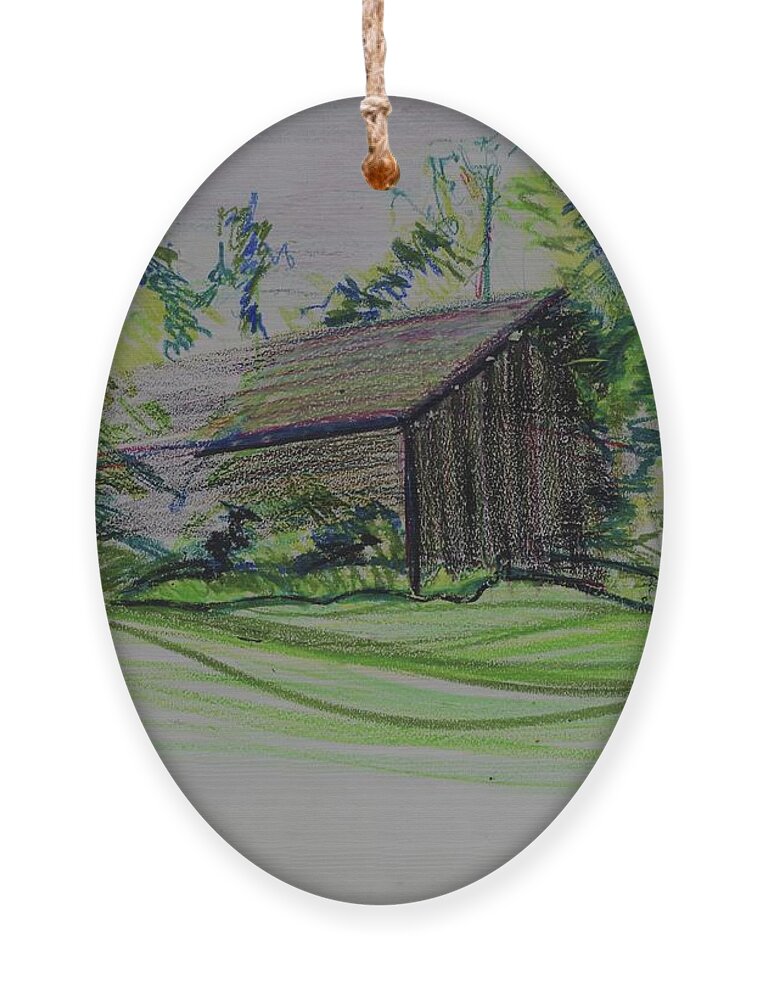 Plein Air Ornament featuring the pastel Old Barn At Wason Pond by Sean Connolly