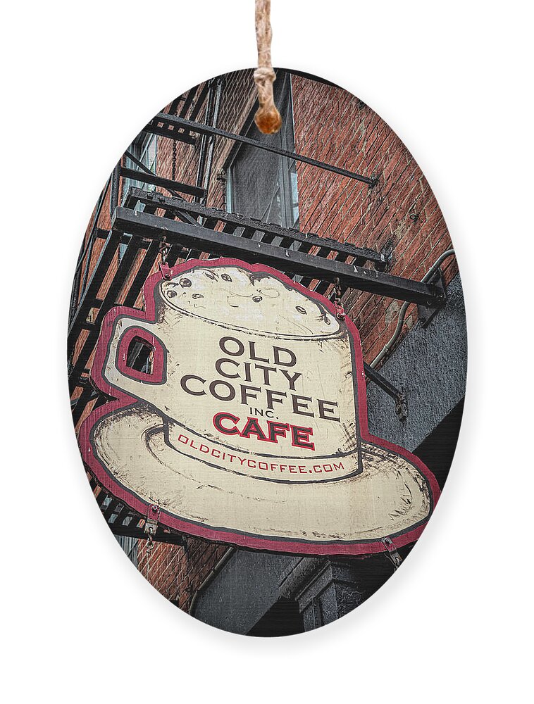 Coffee Ornament featuring the photograph Old City Coffee Cafe by Kristia Adams