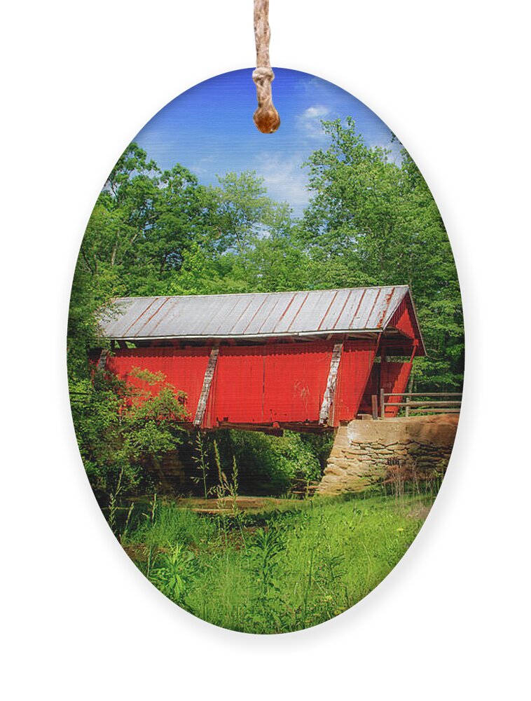 Landrum Ornament featuring the photograph Old Landrum Covered Bridge by Shelia Hunt