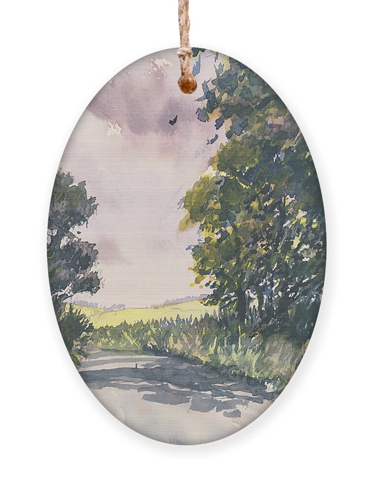 Watercolour Ornament featuring the painting Country Lane near Hornsea by Glenn Marshall