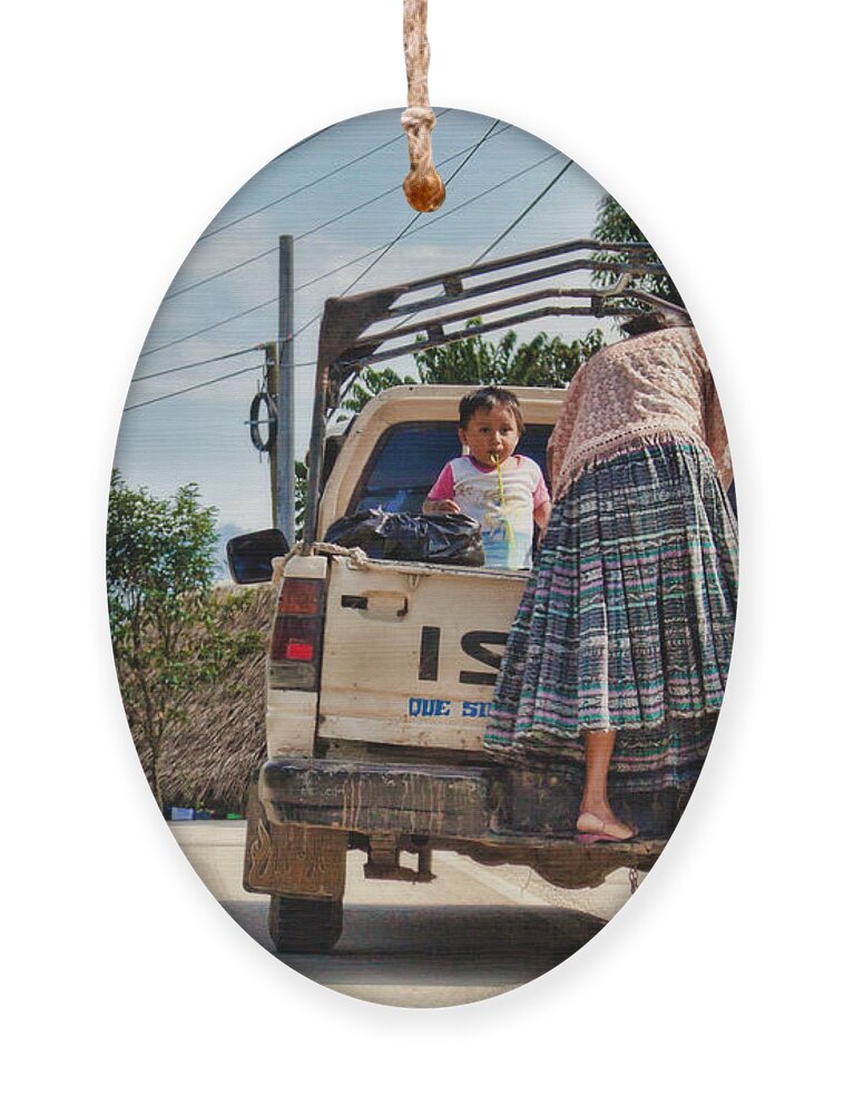 Guatemala Ornament featuring the photograph On the roads of Guatemala by Tatiana Travelways