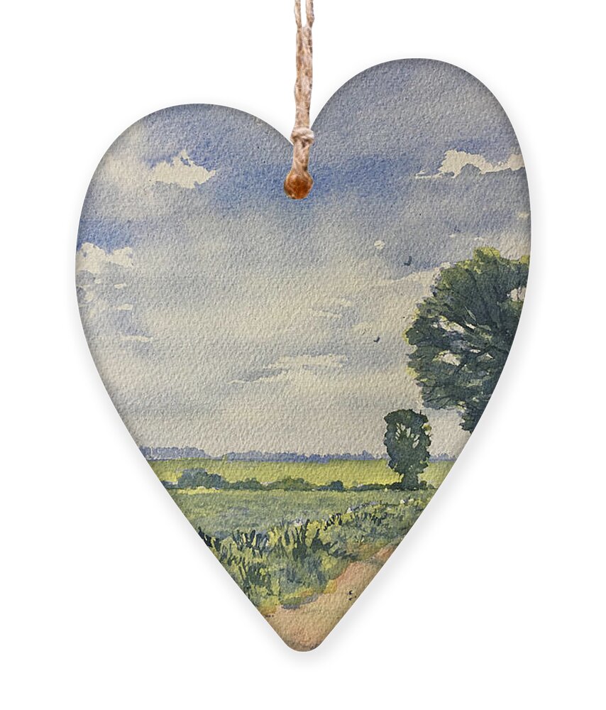 Watercolour Ornament featuring the painting On the Trail to Cottam Airfield by Glenn Marshall